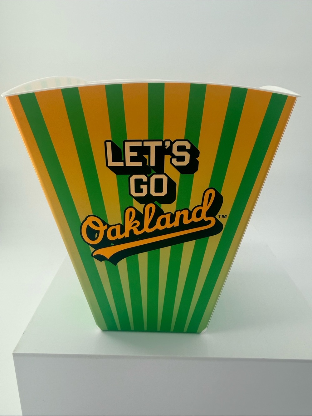 Let's Go Oakland Popcorn Box - Green & Yellow Fan Snack Container